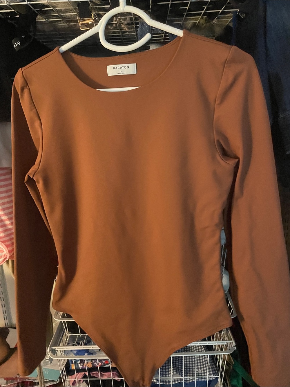 Babaton Pumpkin Spice Brown Long-Sleeve Bodysuit